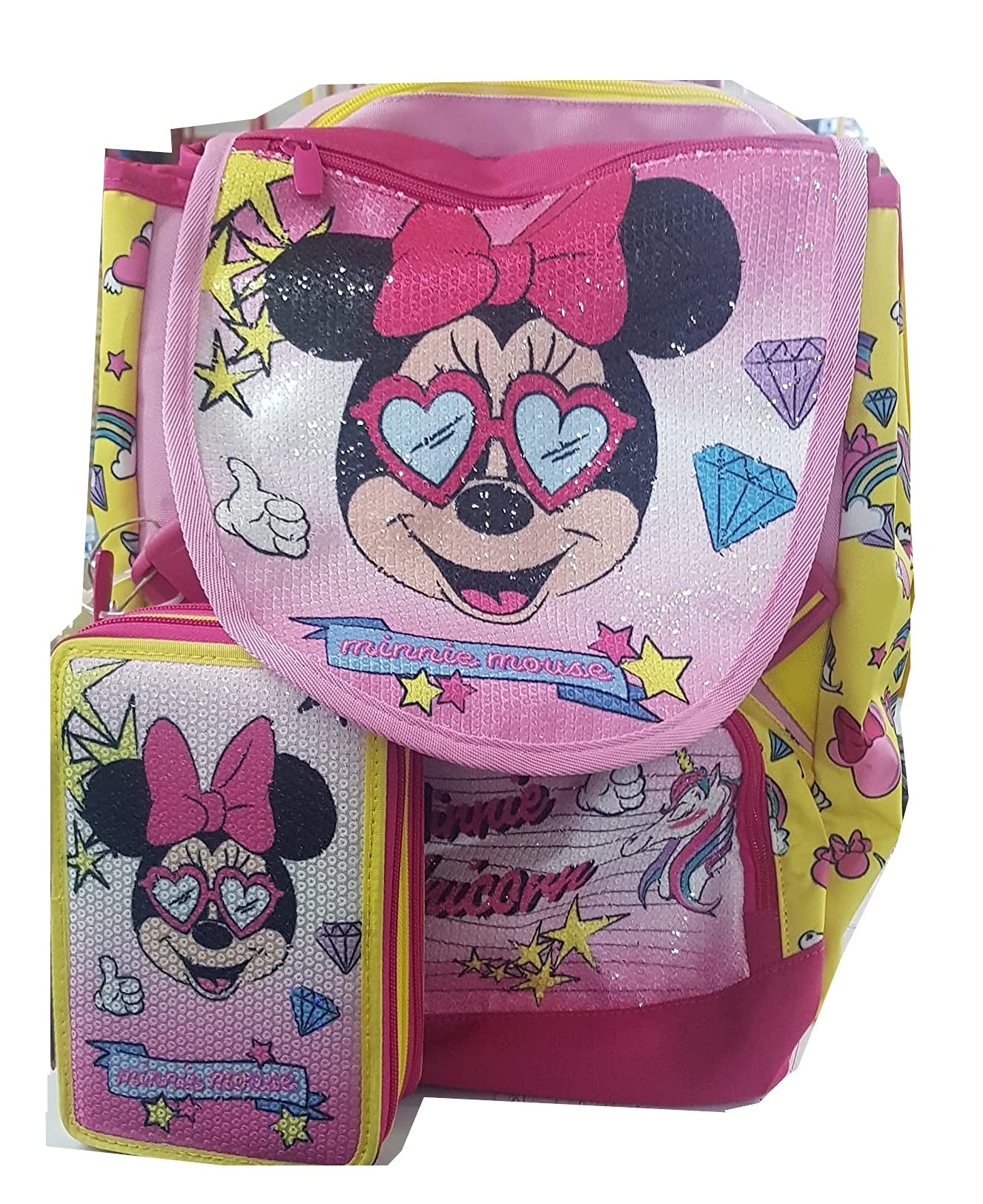 School pack zaino + astuccio 3 zip minnie