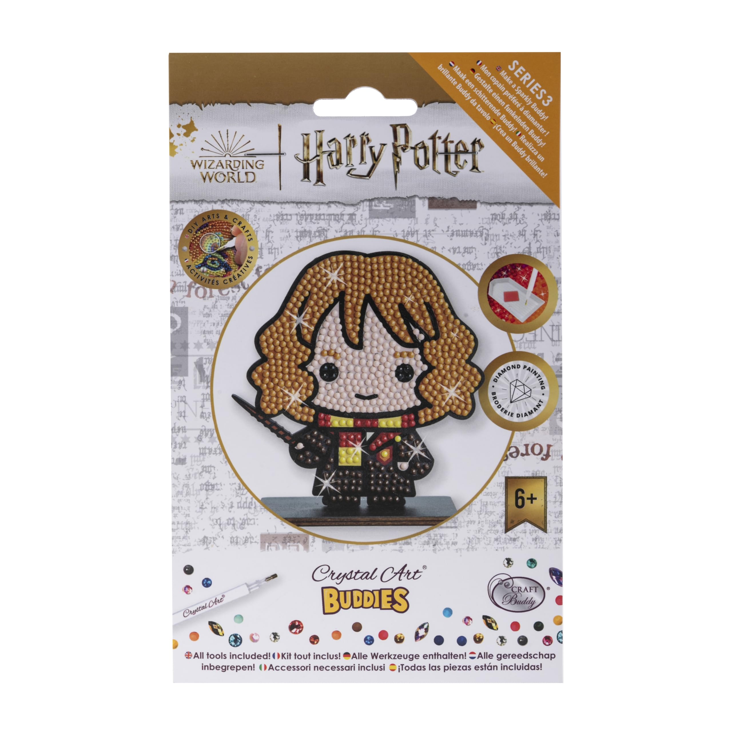 CRYSTAL ART Zestaw figurek drewnianych z diamentem, Harry Potter - Hermiona Granger