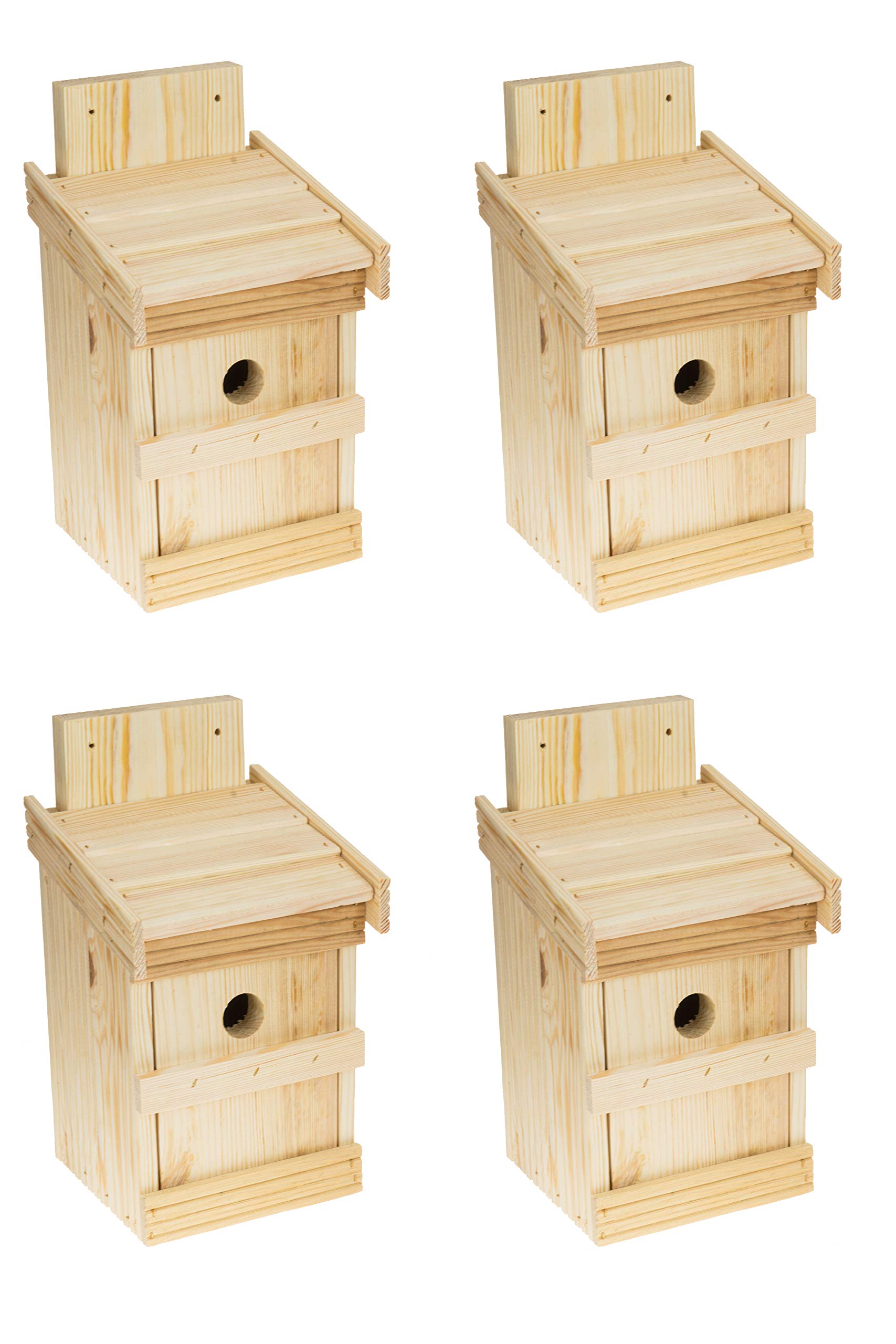 Nichoirs Mésanges Lot De 4 - Bois Naturel Trou 32mm Résistant Intempéries