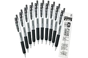Zebra Sarasa Clip 0.5mm Black Gel Ink Pens, Pack of 10 with One Refill