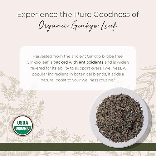Miniatura 2 de Starwest Botanicals Hoja de ginkgo orgánica – Ginkgo Biloba, hierba seca de hojas sueltas para té, cápsulas y mezclas de hierbas, cortada y