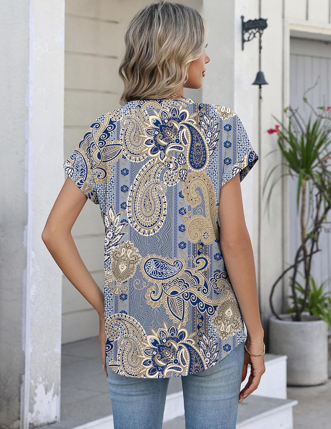 Zeagoo Button Down Shirts for Women Short Sleeve Tops V Neck Collar Blouses Business Casual Outfits S-2XL - Image 5