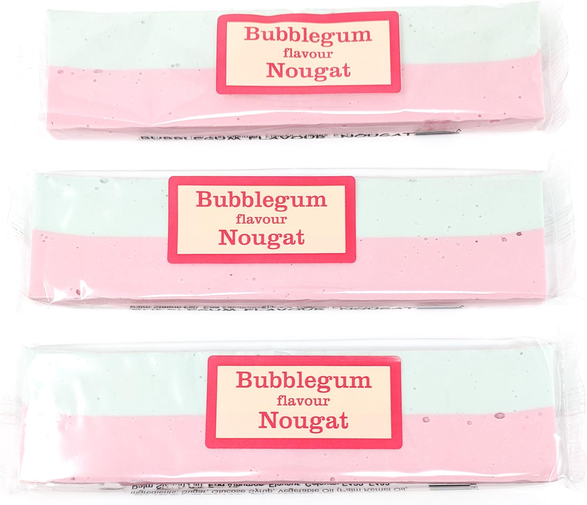 Bubblegum flavoured nougat bars x3