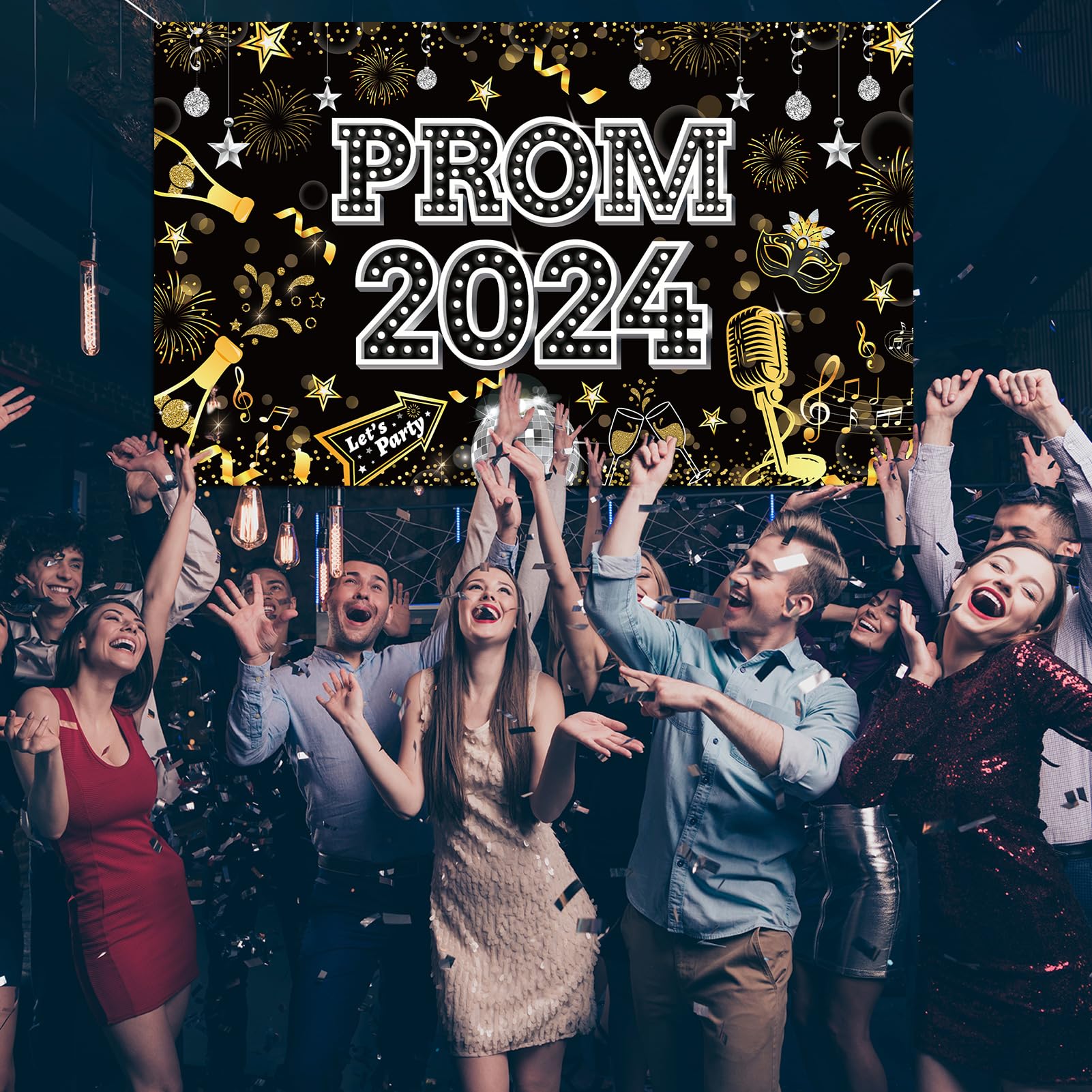 Abschlussball-Banner 2024 – Glitzerndes Foto-Hintergrund-Dekor