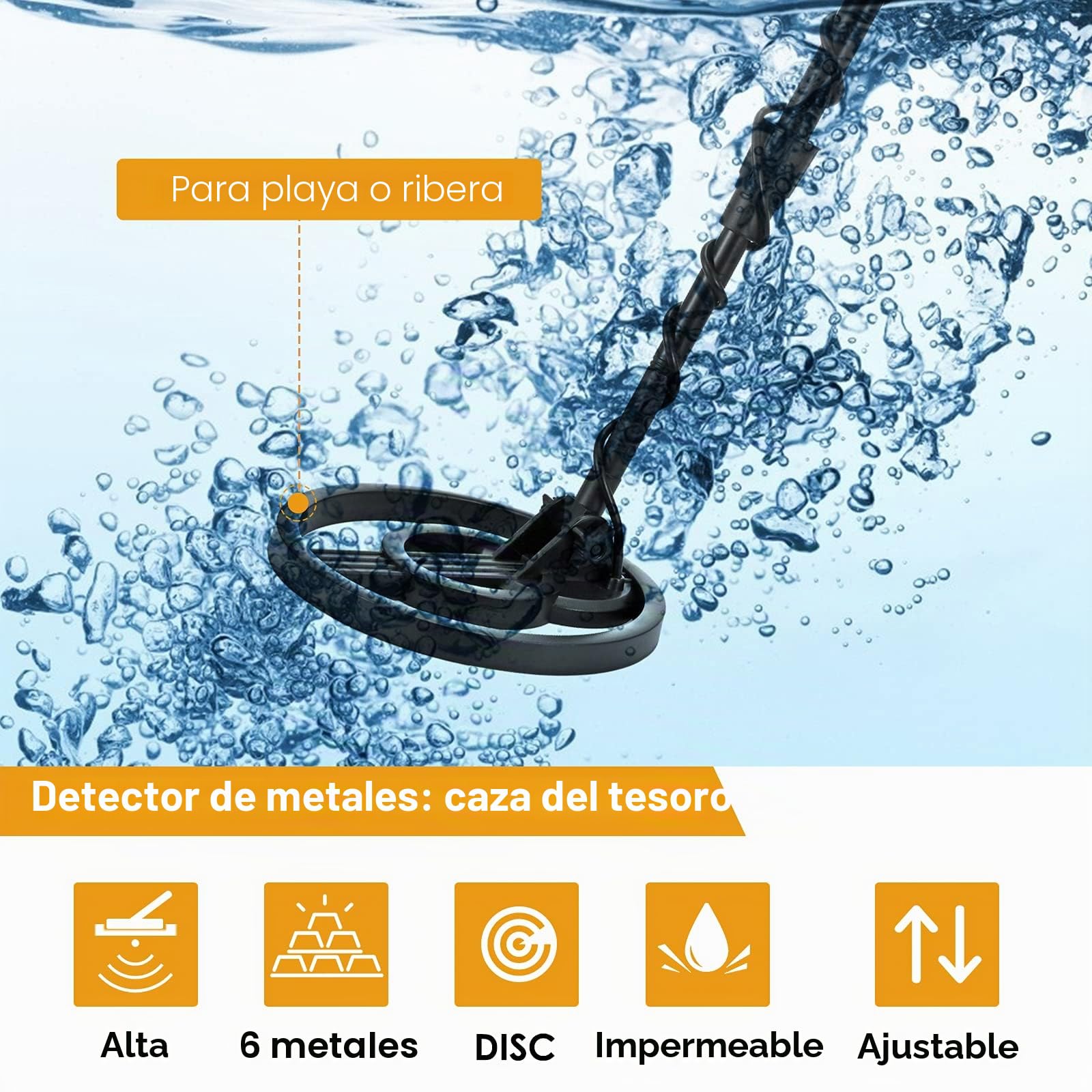 Detectores de Metales Alta Precisión Altura Ajustable de 78-108 cm, Detectores de Metales Profesionales a Prueba de Agua de 25 cm con Niños y Adultos