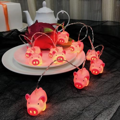 Miniatura 4 de Linda cadena de cerdo suave con forma de cerdo, alambre de cobre, luz nocturna de cerdo para ropa de cama, cumpleaños de niños, San Valentín,