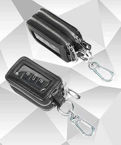 Miniatura 4 de Cubierta de la llave del coche,Titular de la llave del coche,Funda de cuero del llavero del coche, Negro -