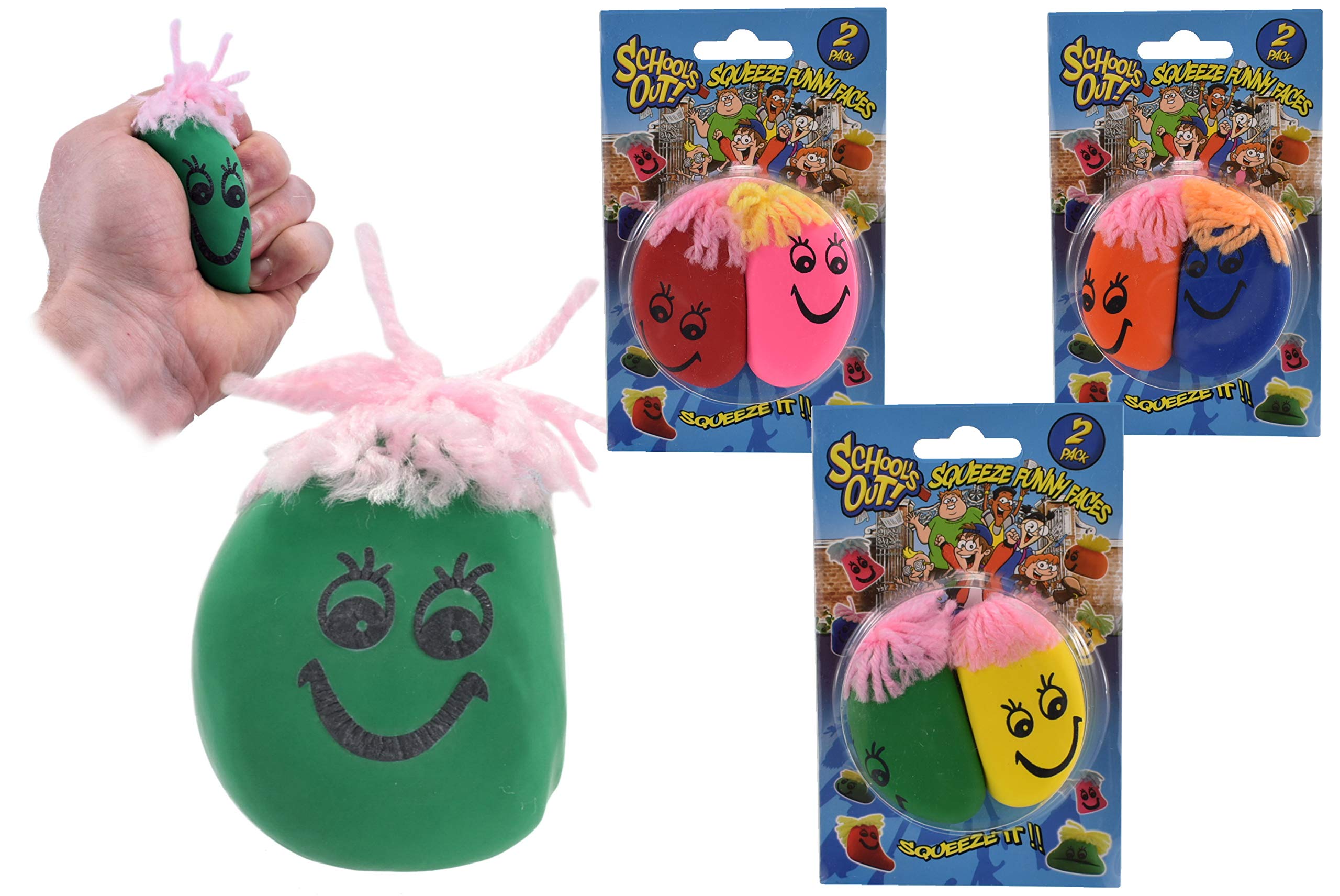 Kandytoys 2 Pack Squeeze Funny Face - 3 Assorted