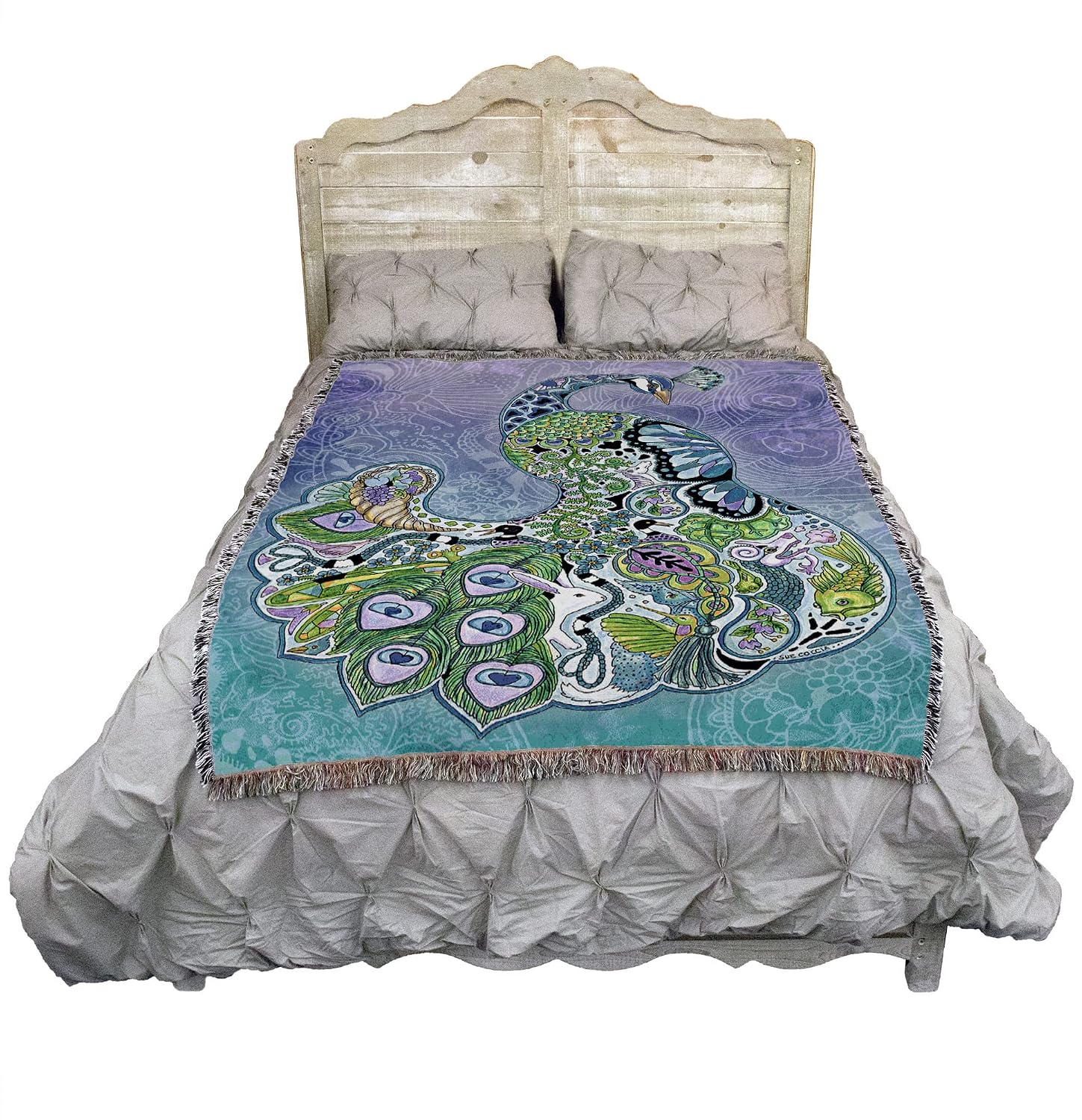 Pure Country Weavers Peacock Tapestry Blanket - Animal Spirits Totem by Sue Coccia - Gift Tapestry Throw Woven from Cotton - Made in the USA (72x54)