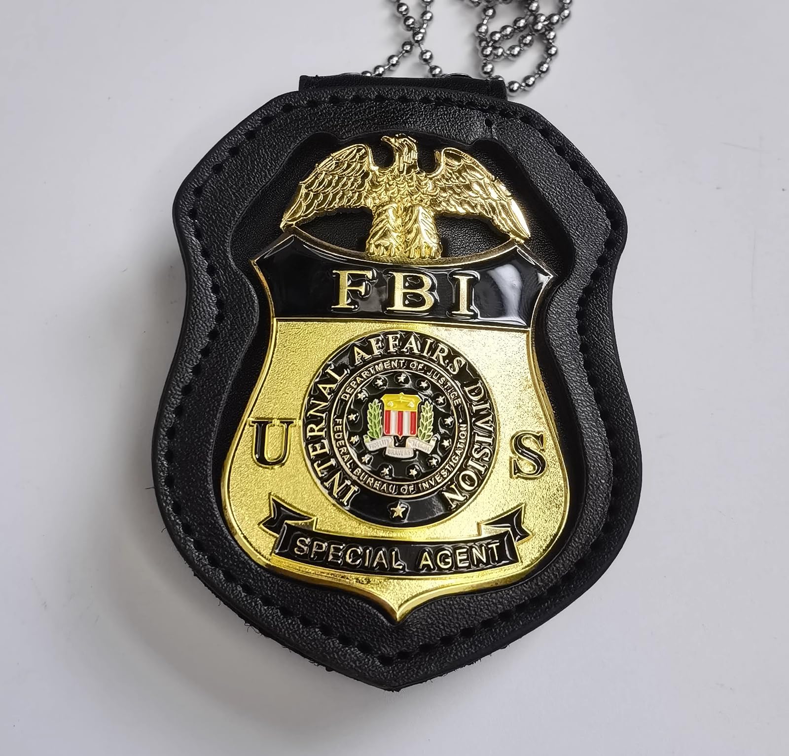 DOGOZ US FBI Interne Angelegenheiten Division Special Agent Abzeichen Mit Eingelegtem Lederetui, Kostüm Dekoration Prop
