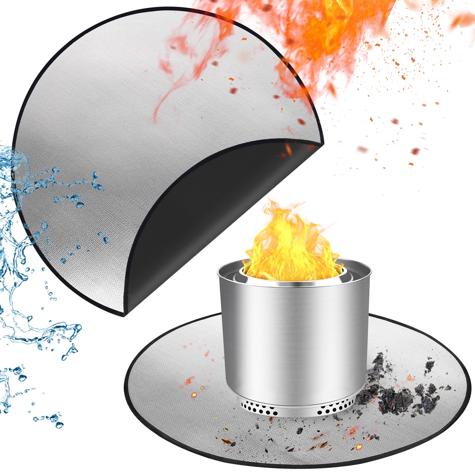Snapklik.com : TOHONFOO 5-Layer Round Fire Pit Mat 39in Compatible