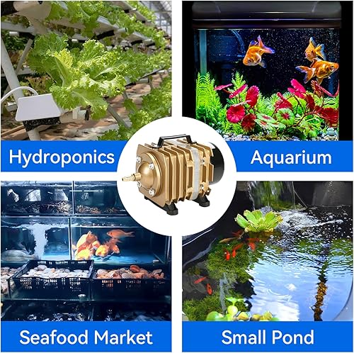 Miniatura 5 de AQUANEAT Bomba de aire para acuario, bomba comercial 3550W, 9501110GPH para pecera, aireador hidropónico con salidas de flujo de aire ajustables
