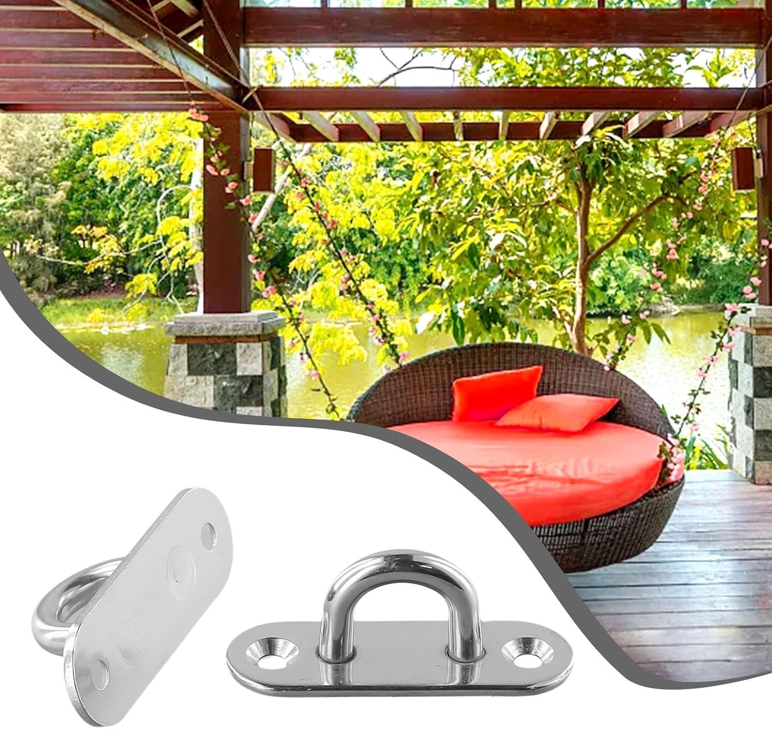 Heavy Duty Stainless Steel Ceiling Hook Kit for Chandelier Mounting, Gym Resistance Bands, Sun Visors and Deck Ropes, Industrial Strength Punch Anchor