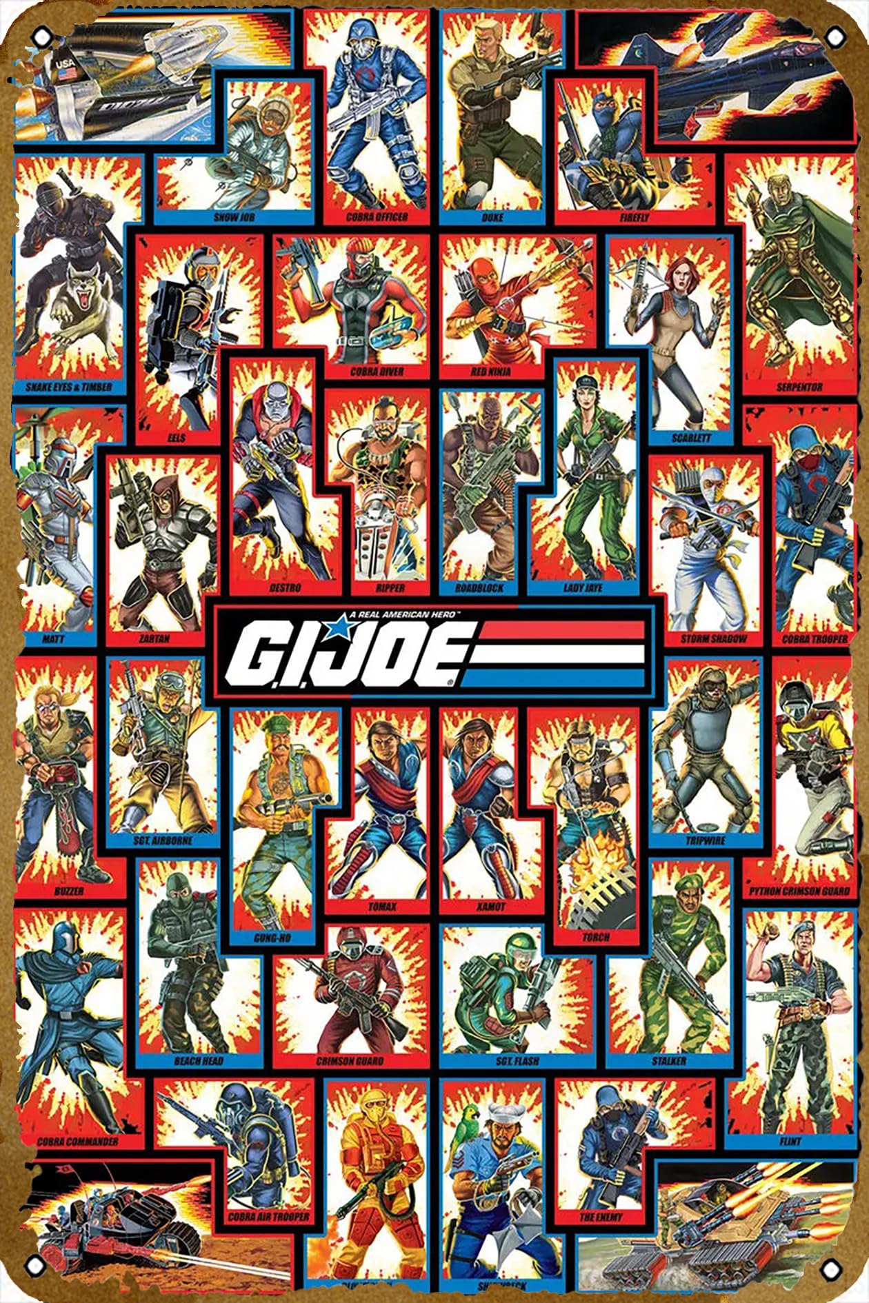 GI Joe Classic Characters Funny Art Metal Tin Sign 8x12 inch Bar Pub Indoor Outdoor Wall Decor Gifts for Man