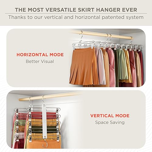 Miniatura 4 de MORALVE Perchas para faldas que ahorran espacio  Perchas de pantalones cortos de madera de haya europea y perchas para faldas  Perchas de falda para