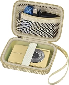 Case Compatible with VAHOIALD FHD 1080P Digital Camera/for CAMKORY Digital Point and Shoot/for Kodak PIXPRO FZ45-BK 16MP Vlogging/for IWEUKJLO/for Nsoela, Holder for SD Card More (Light Brown)