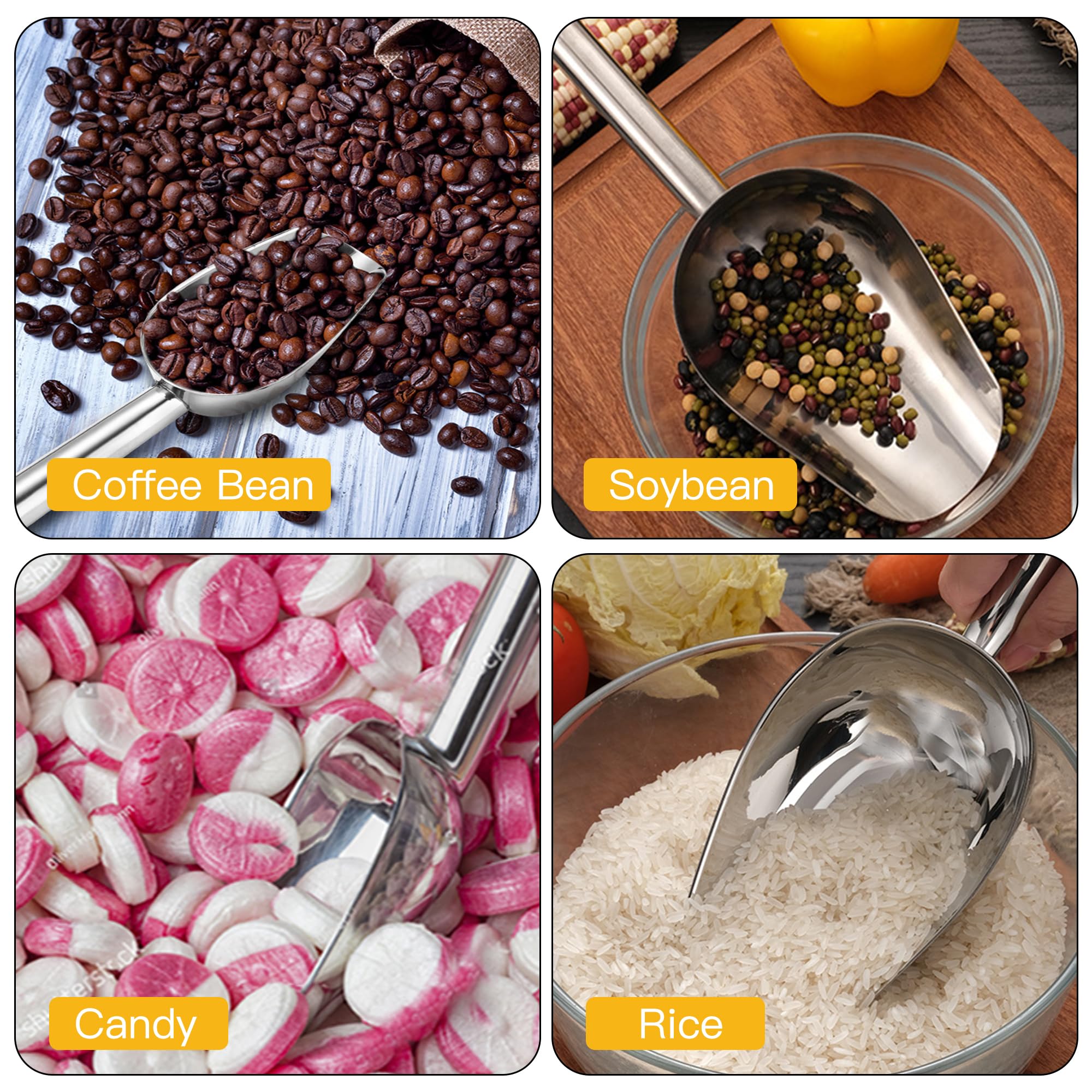 Paletta per ghiaccio in acciaio inox, multiuso, in metallo, per cucina, bar, feste, matrimoni, buffet, lavabile in lavastoviglie, facile da pulire