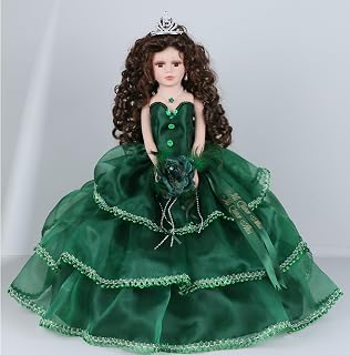 18" Porcelain Quinceanera Umbrella Doll (Quince Anos)~ KB18724-33B~ (Emerald Green)