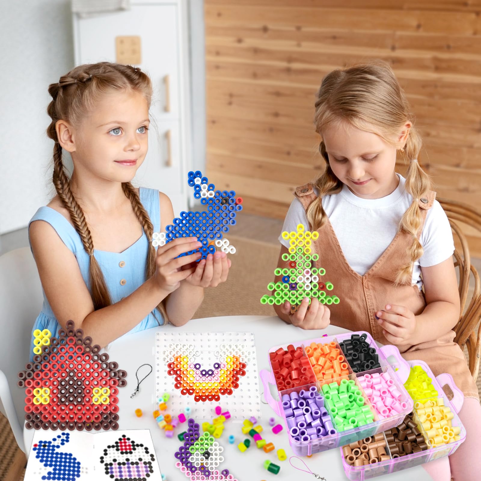 1000 Pezzi XL Perline da Stirare 10MM,Perline a Fusione con Custodia- 12 Colori, Pegboard, Guida Utente, Design gioielli, Decorazioni, Creativo Regali Compleanno Natalizio Fai-da-Te per Bambini