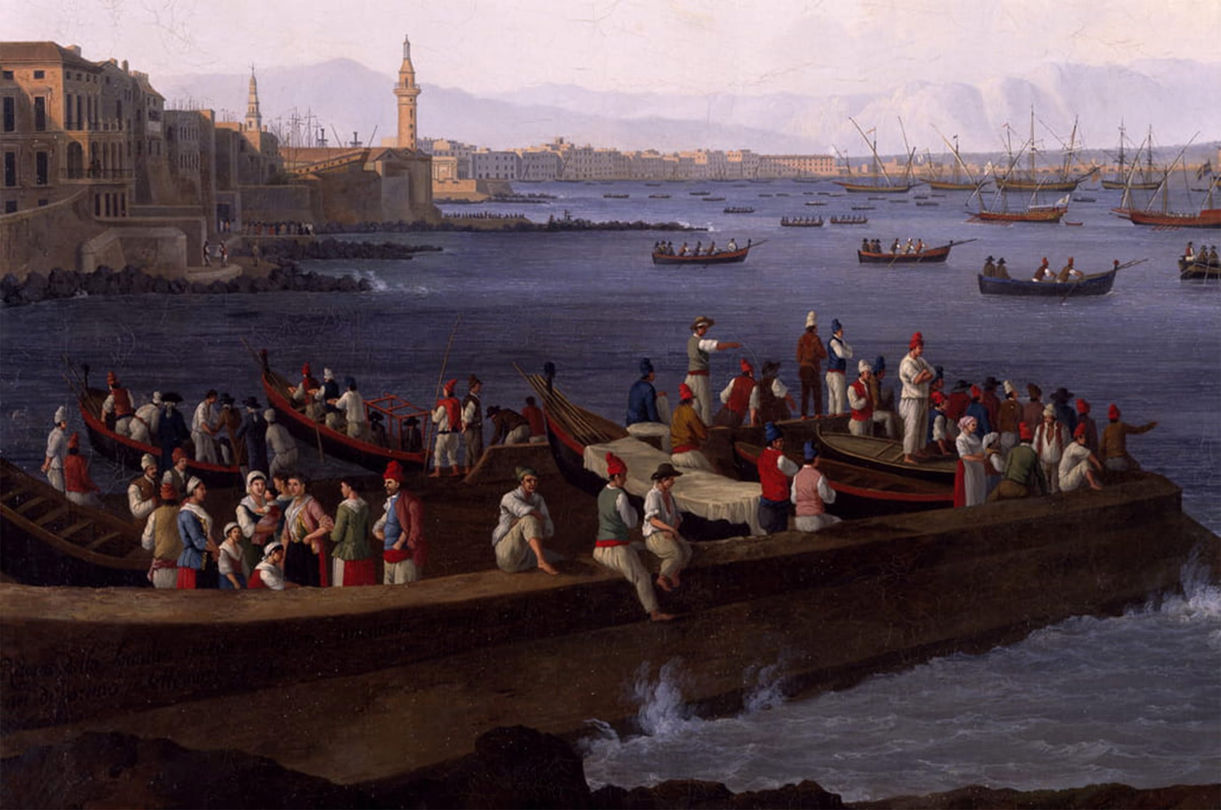 ARTXLXXBN Famous Painting Art Wall Decor Abstract Art Picture the Bay of Naples Near Santa Lucia Showing the Naval Fleets Returning From Algiers by Jacob Hackert Animal Pictures for Home Decor 60x90cm