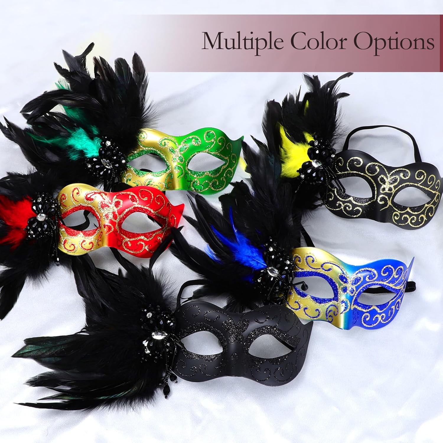 Masquerade Mask for Women Venetian Party Mask Costume Mask with Feathers for Cosplay, Halloween Prom Ball Decor - Image 6