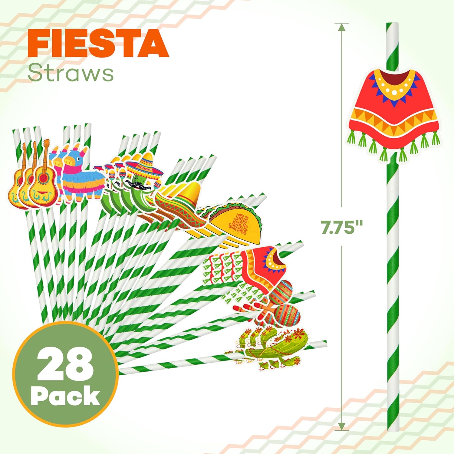 4E's Novelty - Kids Fiesta Party Drinking Straws for Fiesta Cinco De Mayo Fiesta Party Favors Paper STraws Bulk Taco Tuesday Mexican Party Supplies Decoration - Pack of 28 - Image 3