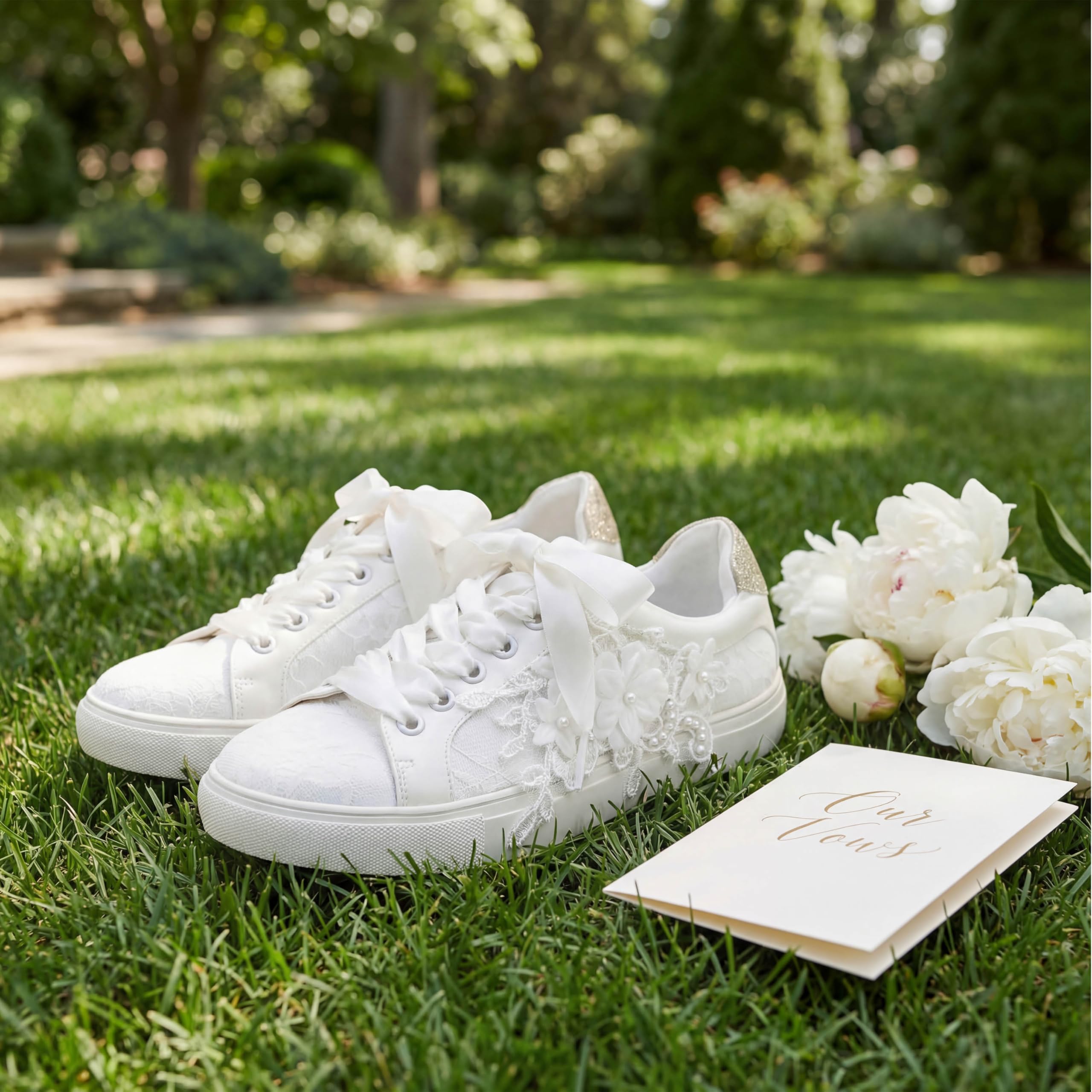JIAJIA 8837A Scarpe da Sposa Scarpe da Ginnastica Appartamenti Sposa Tennis Scarpe Pizzo Scarpe da Ginnastica