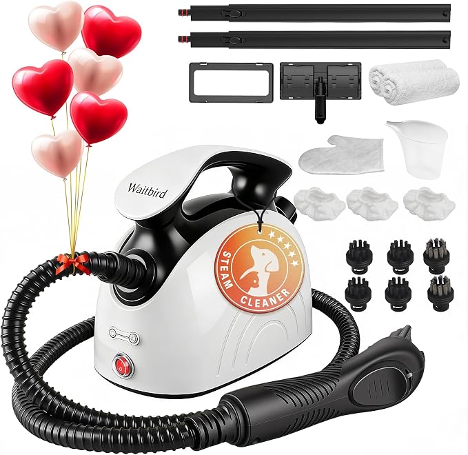 Steam Cleaner, Steam Cleaner For Home, Handheld Steamer For Cleaning With 21 Accessories, 248 °F High Temperature, Suitable for Grout, Floor. Sofas, Upholstery, White