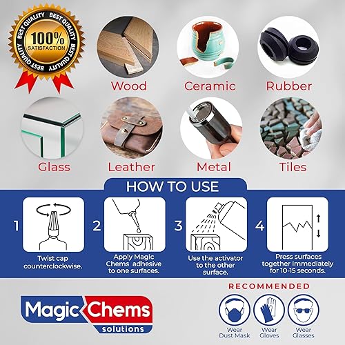 Miniatura 4 de Pegamento CA con activador (2 x 1.7 oz + 13.5 onzas líquidas), pegamento y acelerador de cianoacrilato, superpegamento con activador, CAGlue y