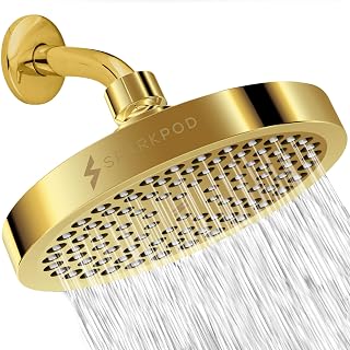 SparkPod Rain Shower Head, 6 Inch Round, Egyptian Gold Finish - Amazon product rated Grade A