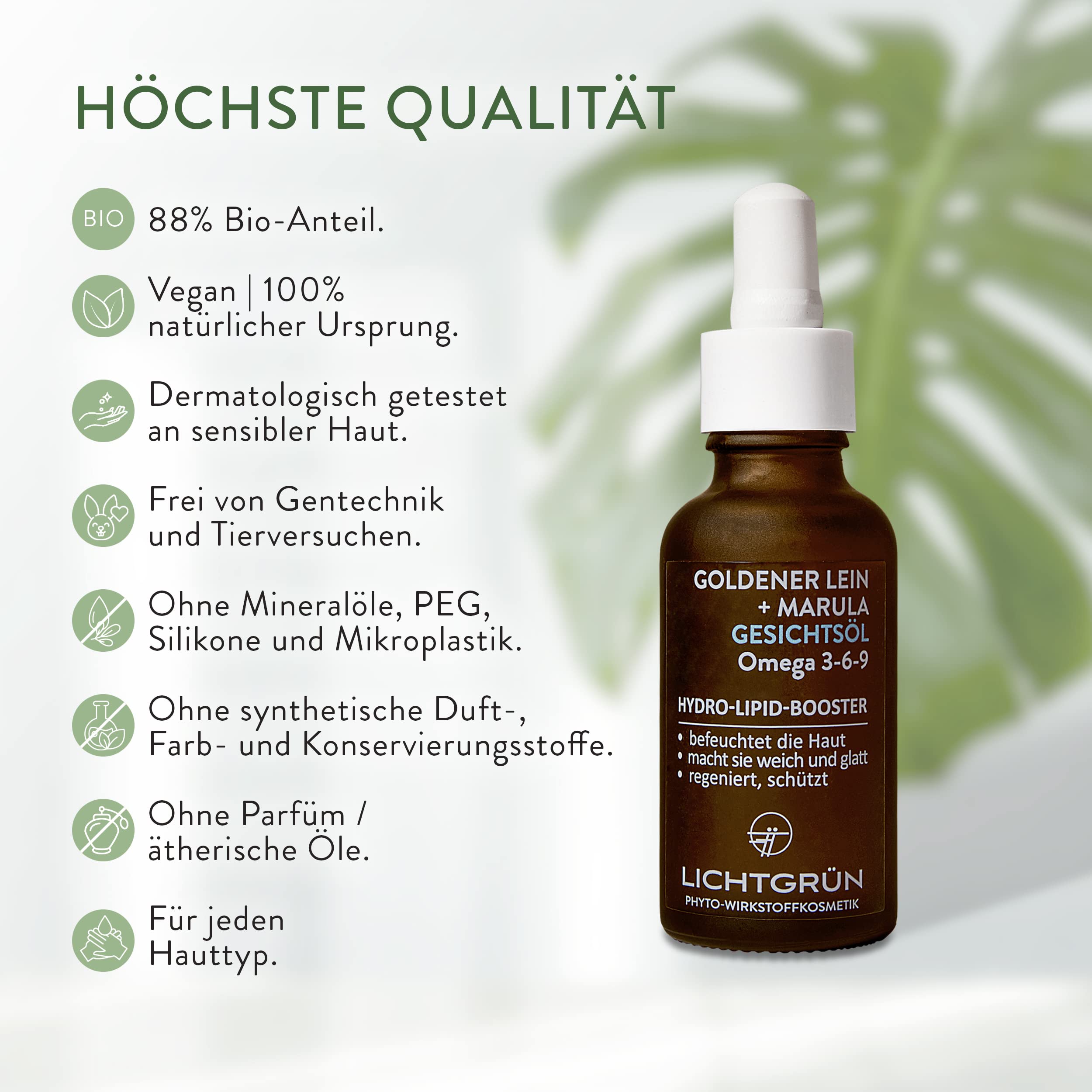 Set Hydro-Lipid-Boost, Feuchtigkeitscreme 50 ml und Gesichtsöl 30 ml, Gesichtspflege mit 70% Goldenem Bio-Leinöl, Marula und Squalan, für trockene Haut, vegan, Made in Germany