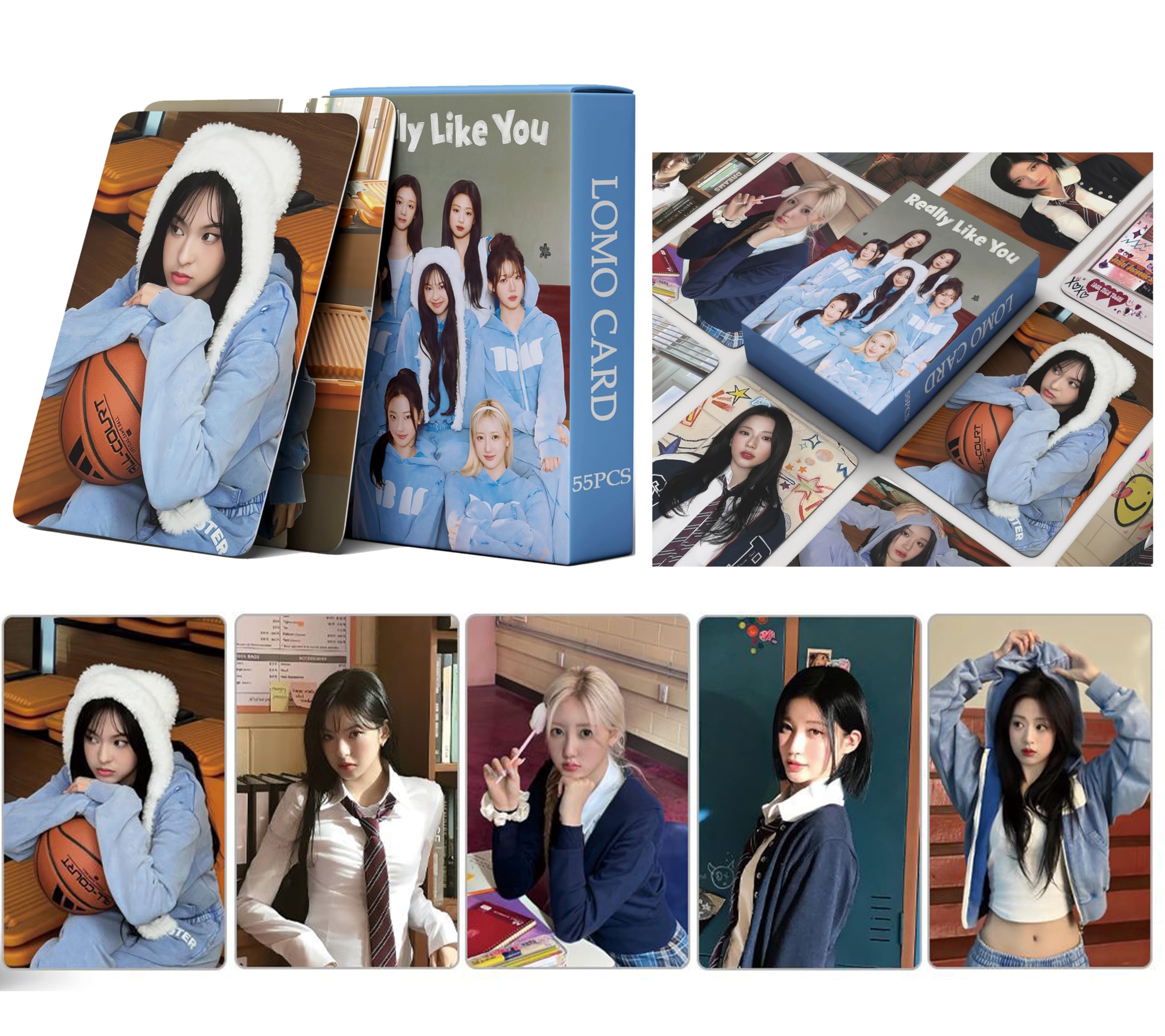 55Pcs Greeting Card Set for Baby-monster% New Album REALLY LIKE YOU,Gift Merchandise for Fans Boys and Girls Collection