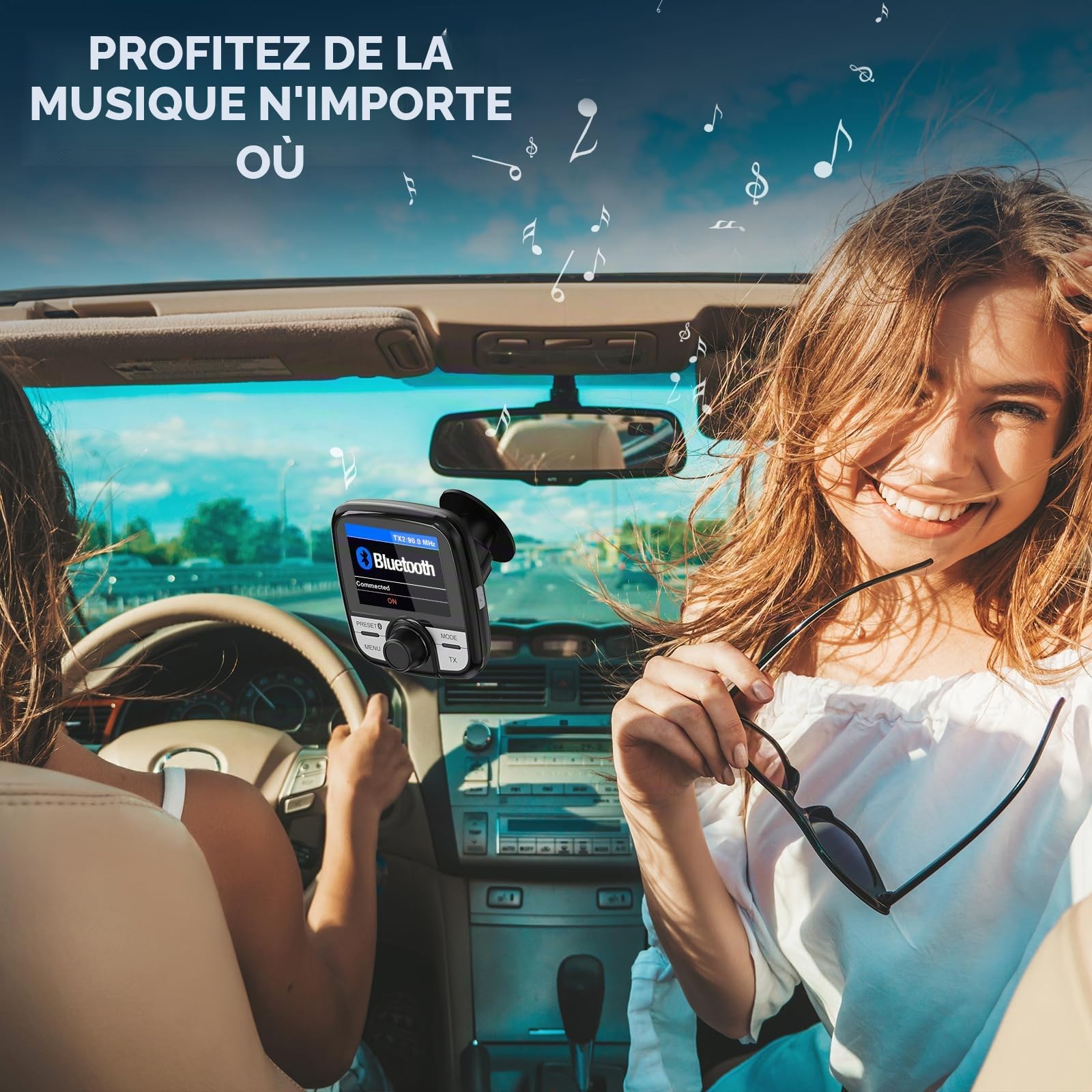 Adaptateur autoradio FM Dab/Dab+ Tin-Nik DAB-388 avec émetteur FM intégré, Voiture Dab, Appel Main Libre, Écran Couleur avec Diffusion de Musique Bluetooth, Télécommande, écran TFT 2,4”, Antenne SMB