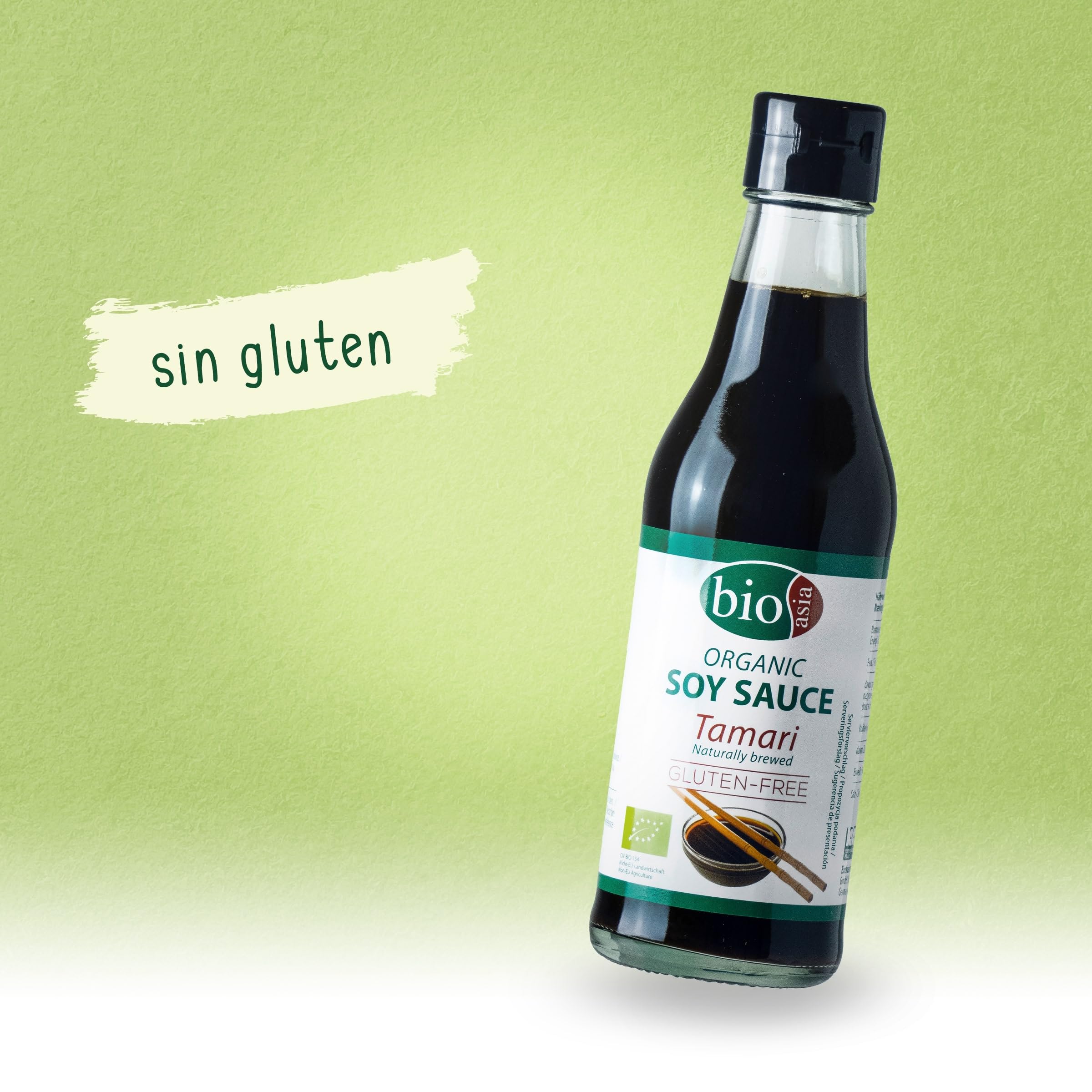 BIOASIA Salsa Tamari de soja ecológica, naturalmente fermentada, sin aditivos, sin gluten, 1 x 250 ml