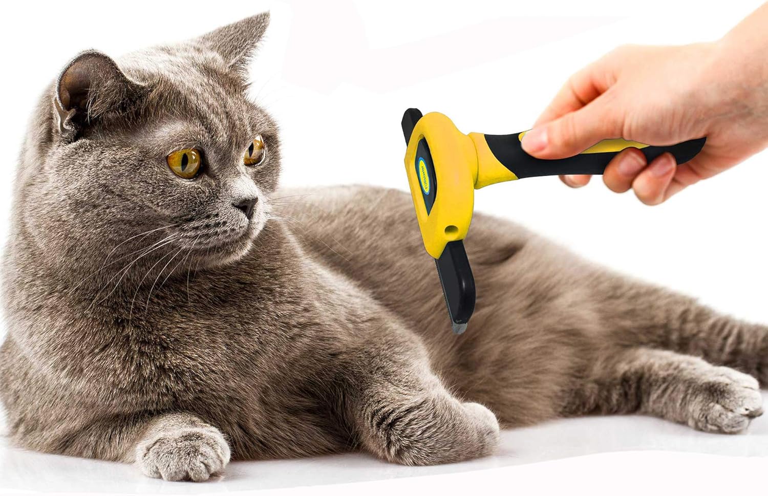 Pet Grooming Tool & Pet Grooming Brush- NO.1 BEST SELLER For Small, Medium & Large Dogs + Cats, With Short to Long Hair. Dramatically Reduces Shedding In Minutes GUARANTEED,Yellow