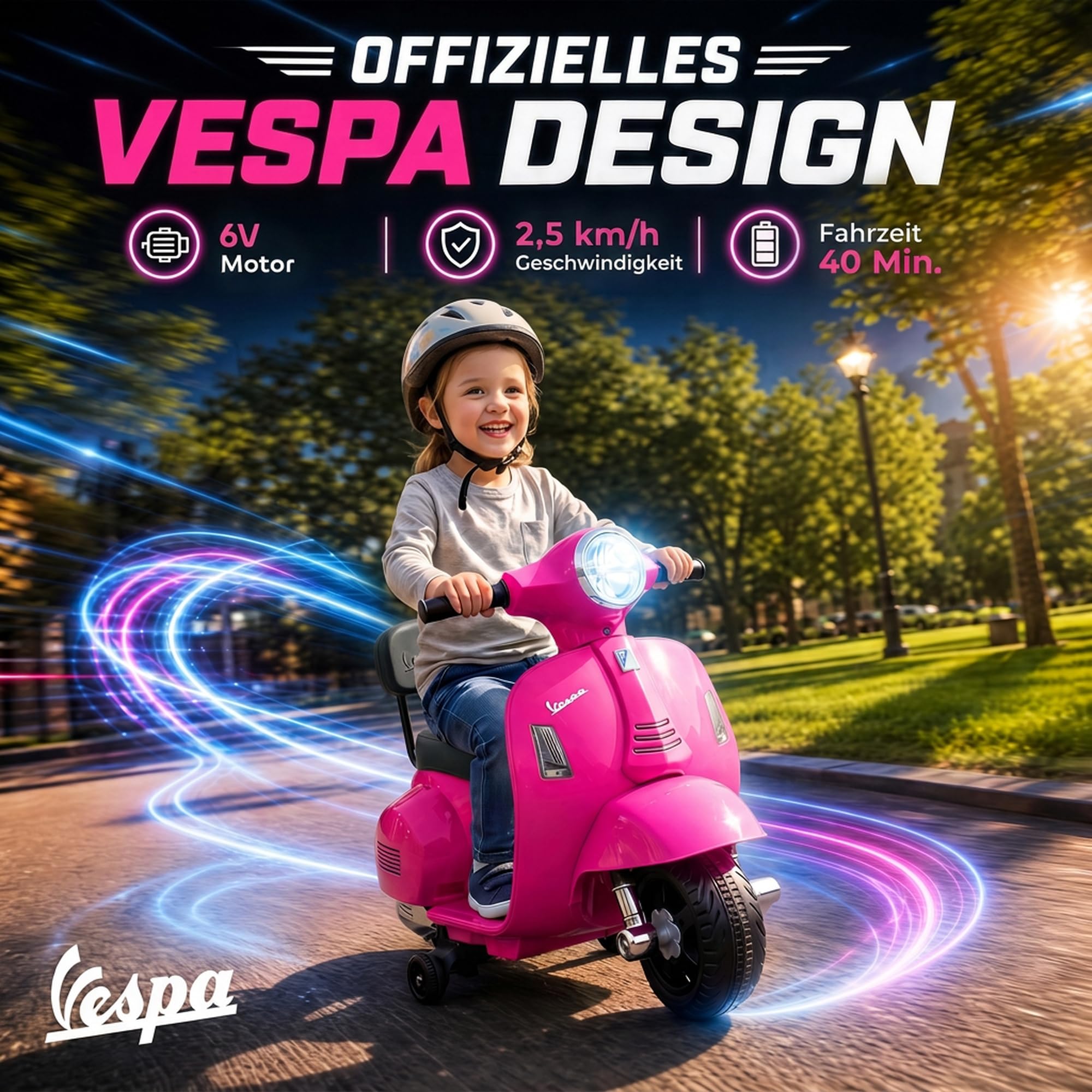 AIYAPLAY Elektryczny motocykl dziecięcy Mini Vespa GTS 6 V motocykl