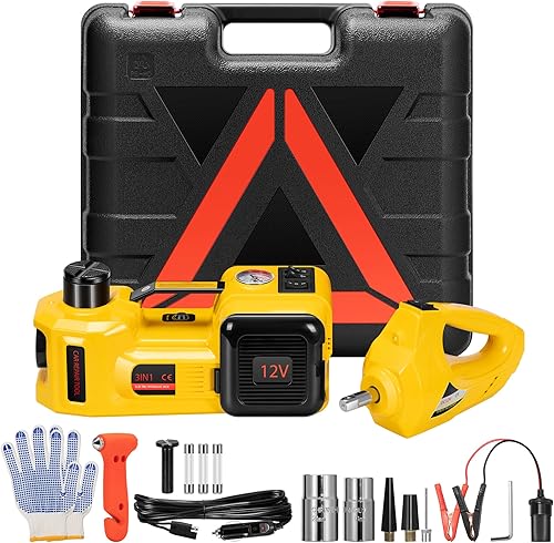 VIVOHOME Gato eléctrico para automóvil de 5 toneladas 12 V, gato hidráulico 4 en 1 de piso de 6.1 a 20.9 pulgadas, elevación portátil de emergencia