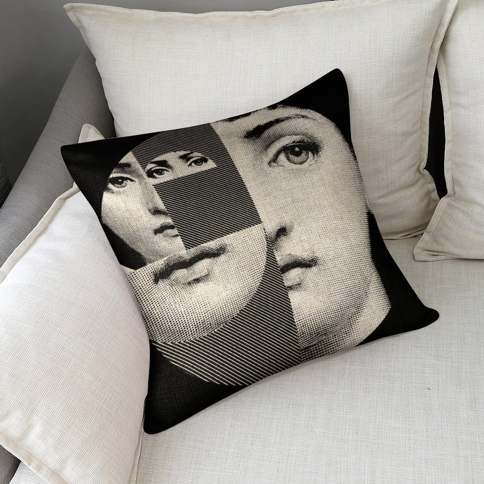 Cuscino In Cotone E Lino Intessuti Con Motivo A Quadri Multicolore 45x45 Cm Eliot 240587