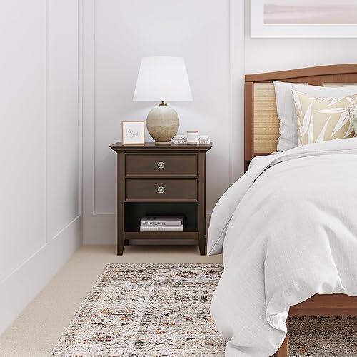 Miniatura 94 de SIMPLIHOME Amherst Mesita de noche tradicional de madera maciza de 24 pulgadas de ancho, color gris niebla, para sala de estar y dormitorio Gris