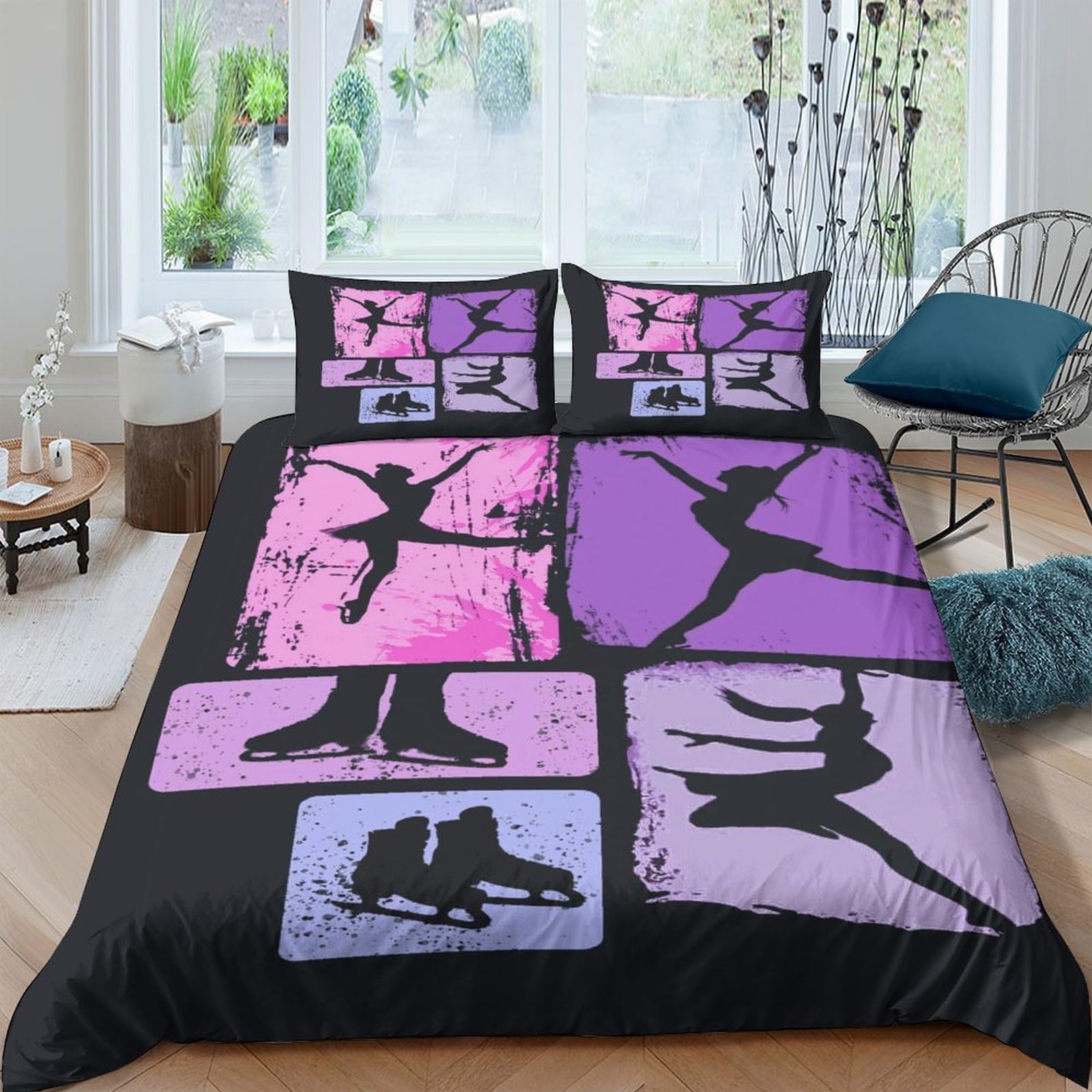 Ctjqhvkz Style-4 3D Printed Ballet Dancer Fitted Sheet Microfiber Purple Artistic Silhouette Mattress Cover For Bedroom Dorm Decorative Use Single（135X200cm）