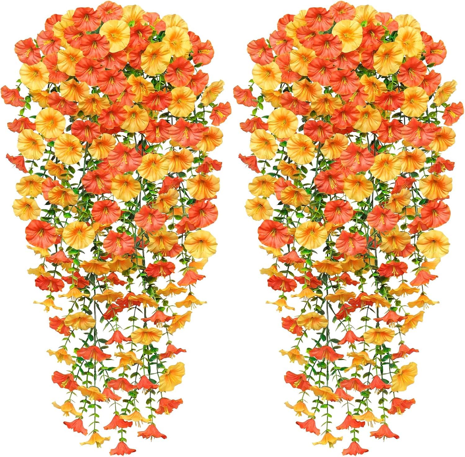 Aisawate 4Pcs Autumn Artificial Hanging Flowers,Autumn Hanging Vine Plant,UV-Resistant Fake Hanging Flowers Plants for Fall Home Garden Indoor Outdoor Decoration Thanksgiving Halloween Decor