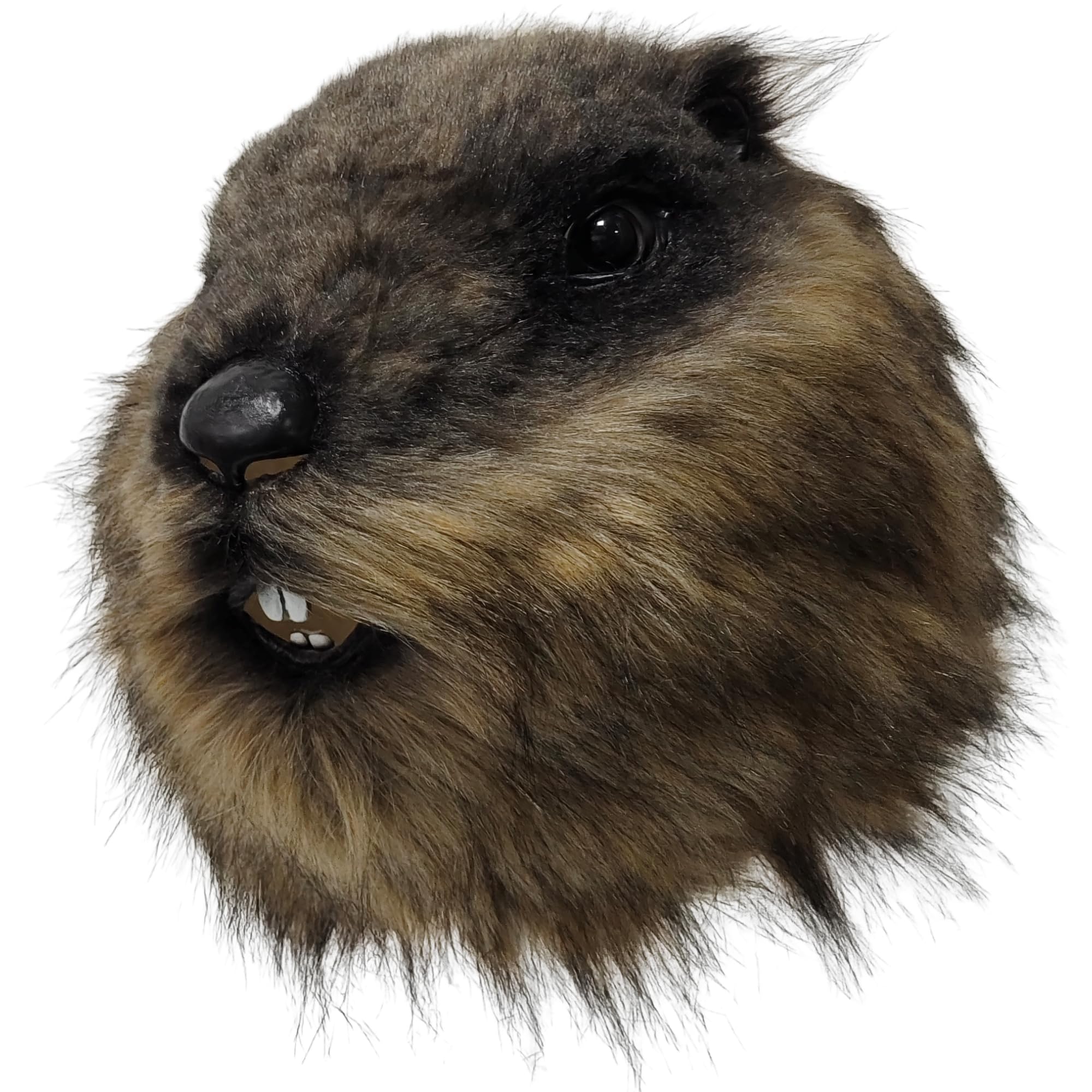 Luxury Furry Animal Groundhog Cosplay Marmot Latex Hood Mask, Halloween Cosplay Costume Mask Props, Adult