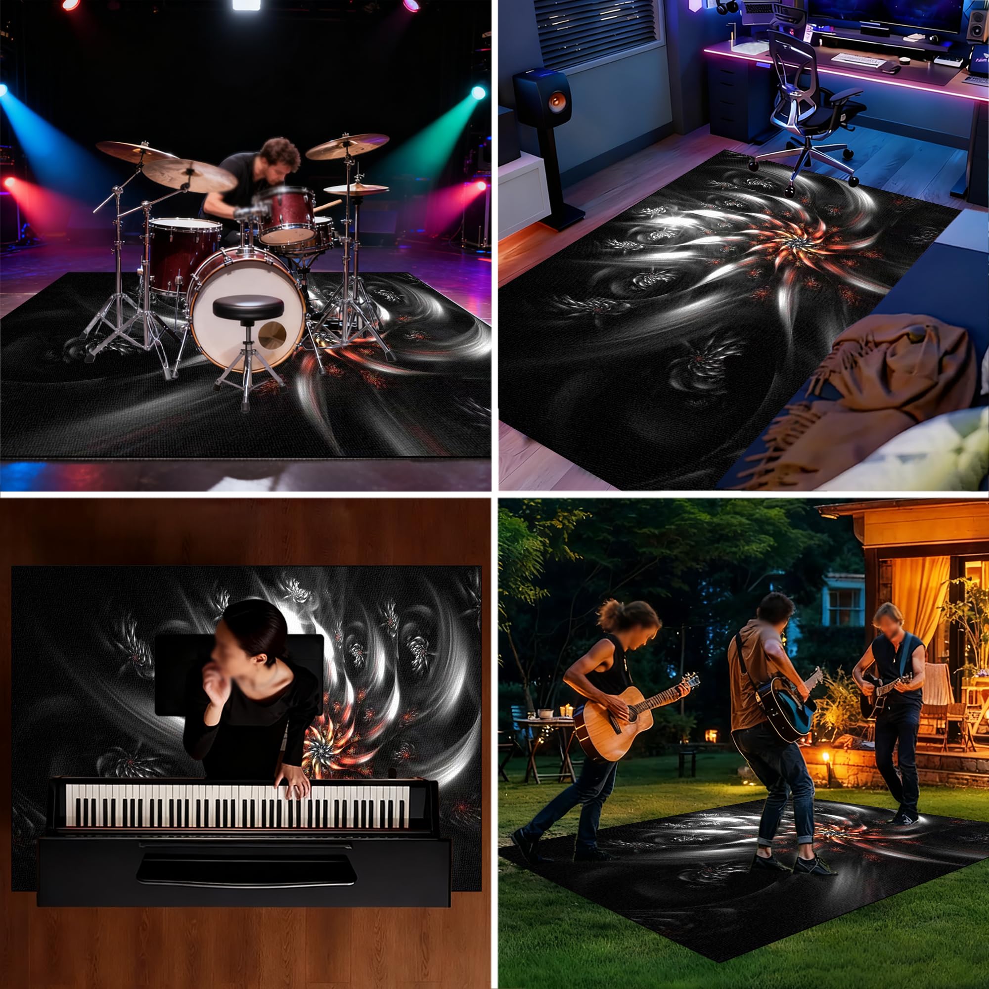 Dywan z baterią akustyczną, dźwiękoszczelny dywanik z baterią, elektroniczny dywanik do bębna basowego, antypoślizgowy do bębna basowego i innych elementów zestawu dywaników do dywanika 160 x 120 cm