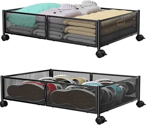 Miniatura 11 de Contenedor de Almacenamiento Debajo de la Cama con Ruedas, Organizador de Cajones de Almacenamiento para Zapatos Debajo de la Cama, Contenedores de