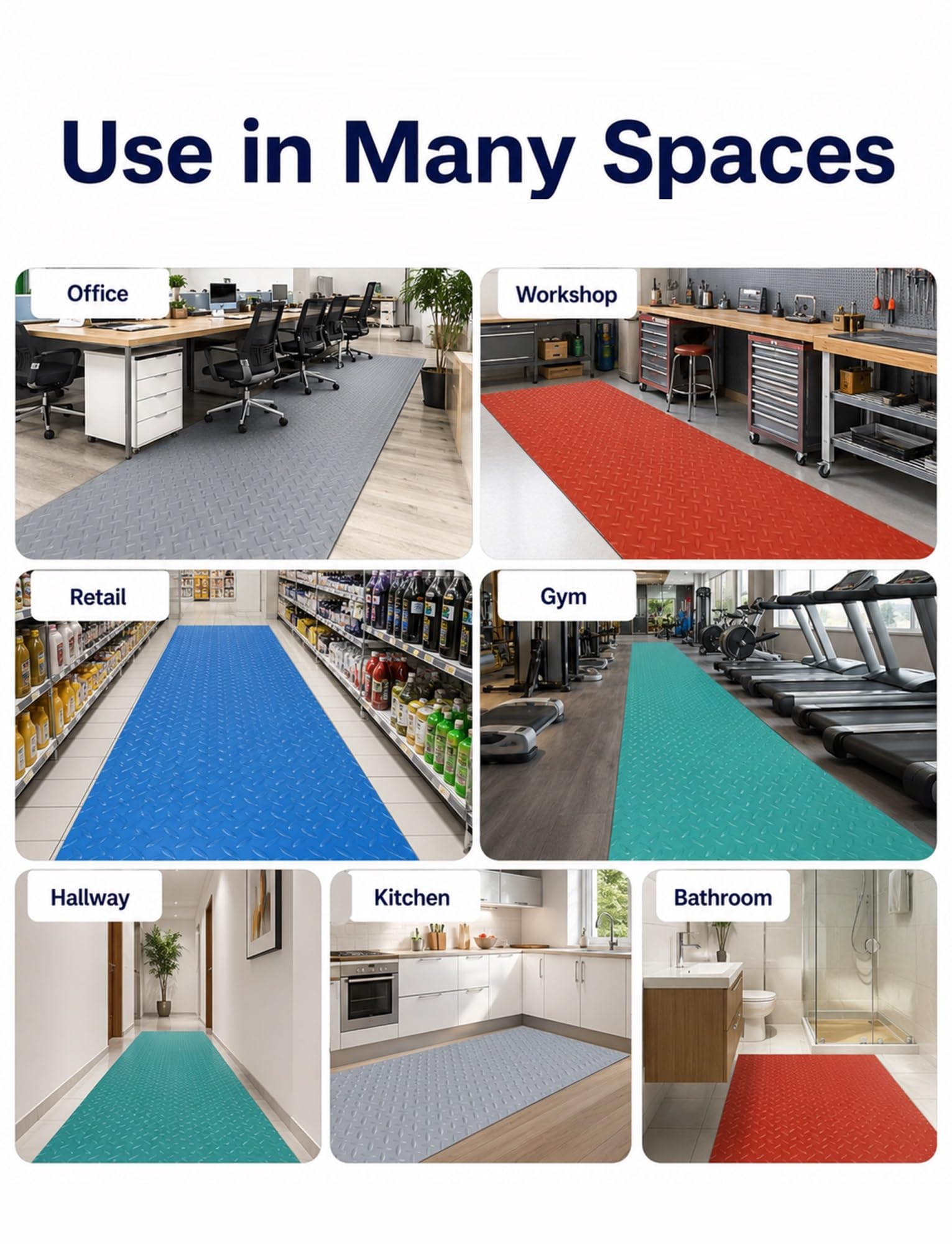 Rouleau de tapis de cuisine pro en PVC, étanche et antidérapant 1,2 mm | Sol souple découpable à relief pour restaurant, garage, atelier, couloir et espace utile(Red,120x700 cm)