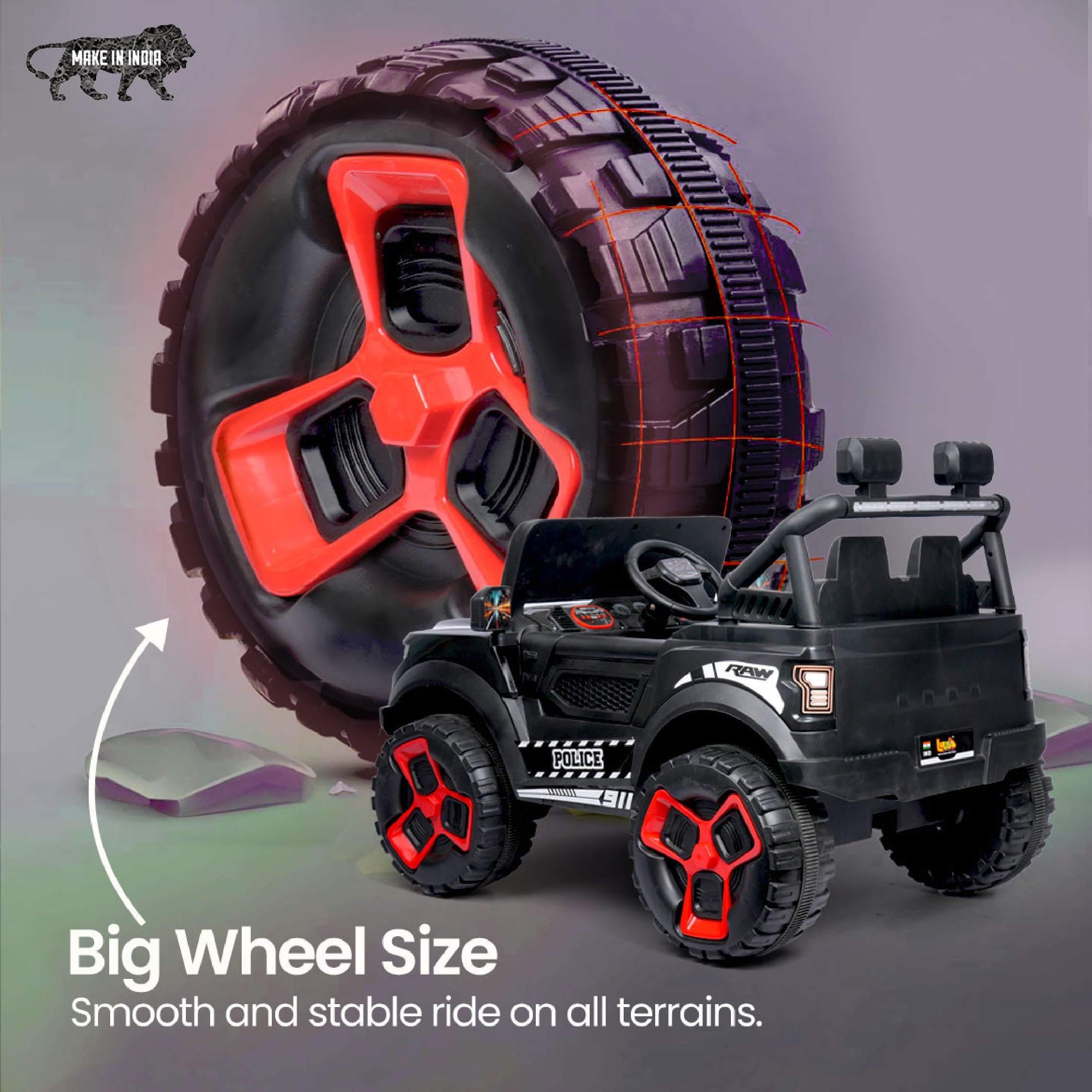 Luusa Thunder Battery Operated Jeep for Kids, Ride on Toy Kid Car with RGB Windshield Light & Music | Electric Jeep Battery Cars | Baby Big Car for Kids to Drive 3 to 8 Years Boys Girls - Image 6 thumbnail