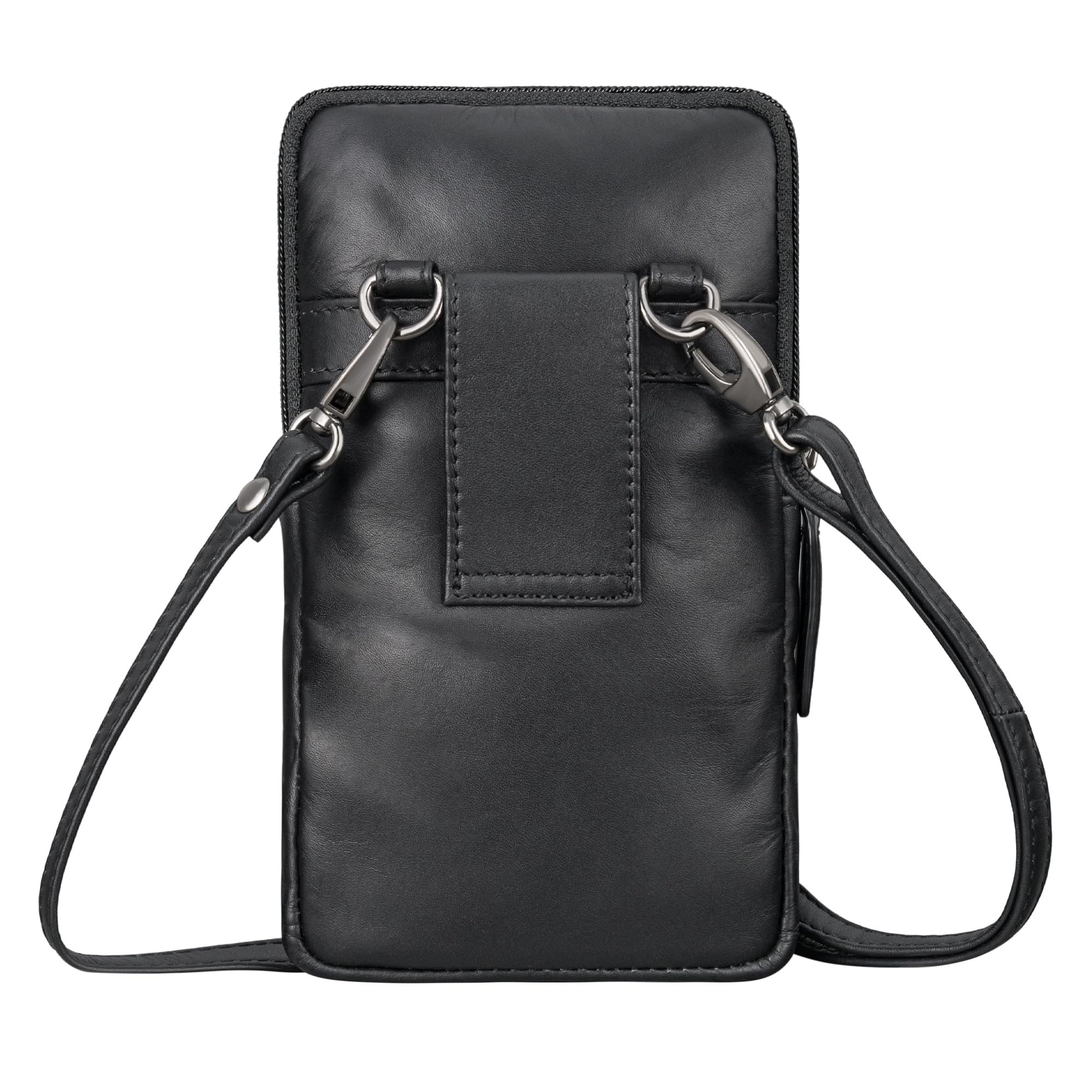 STILORD Mauve Stylische 2 in 1 Hüfttasche Herren Leder - Multifunktionale Umhängetasche mit Gürtelschlaufe Bauchtasche Echtleder Handy-Tasche 7 Zoll Gürteltasche Farbe:schwarz