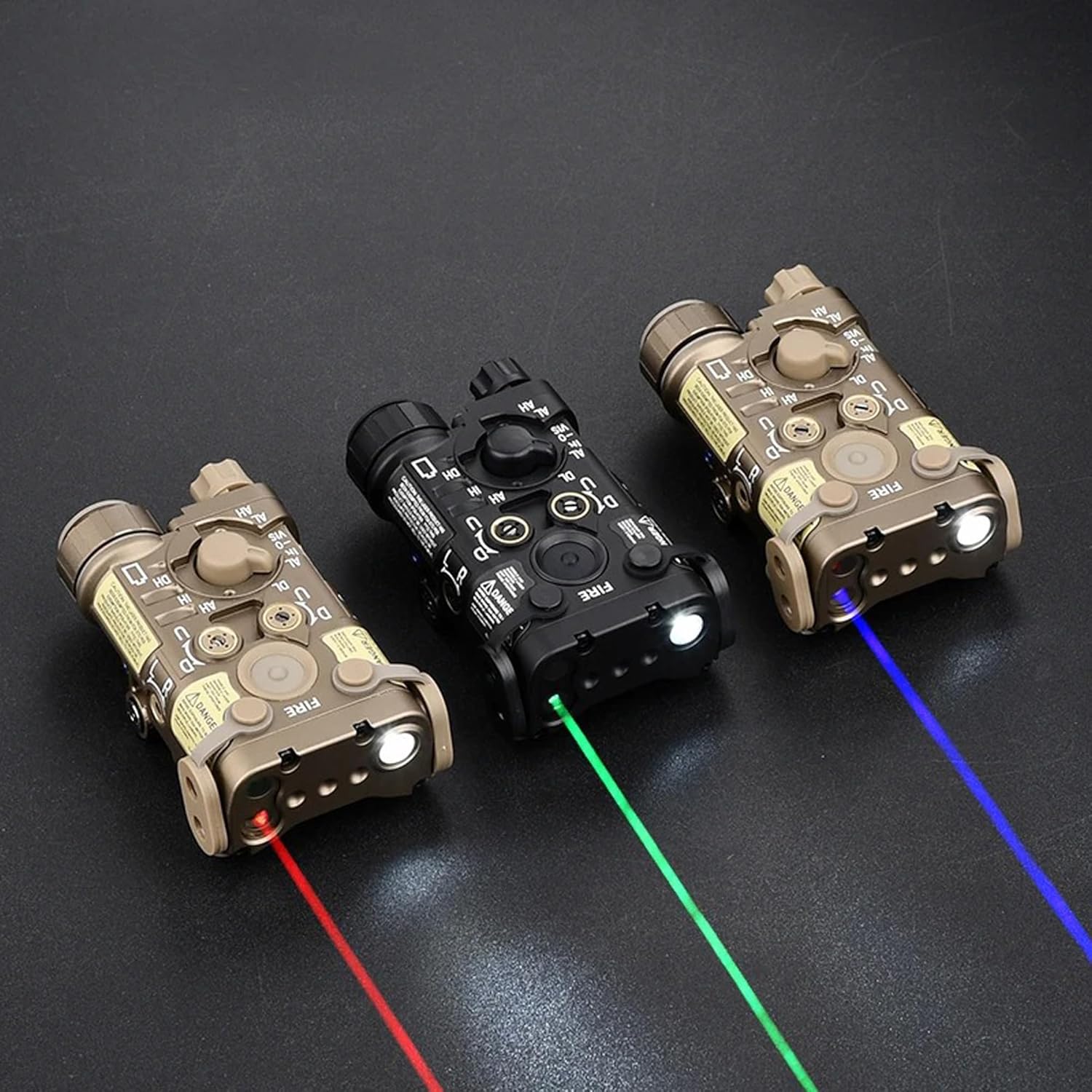 NGAL Tactical Laser Sight, Metal Red/Green/Blue Dot with IR, Strobe 150LM LED Flashlight, Multi-Mode Aiming Light with Pressure Switch, Fits 20mm Picatinny Rail