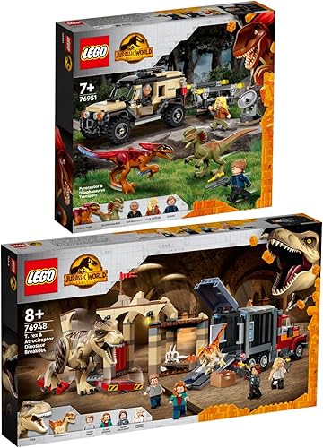 Lego Set of 2 76948 T. Rex & Atrociraptor Dinosaur Escape & 76951 Pyroraptor & Dilophosaurus Transport
