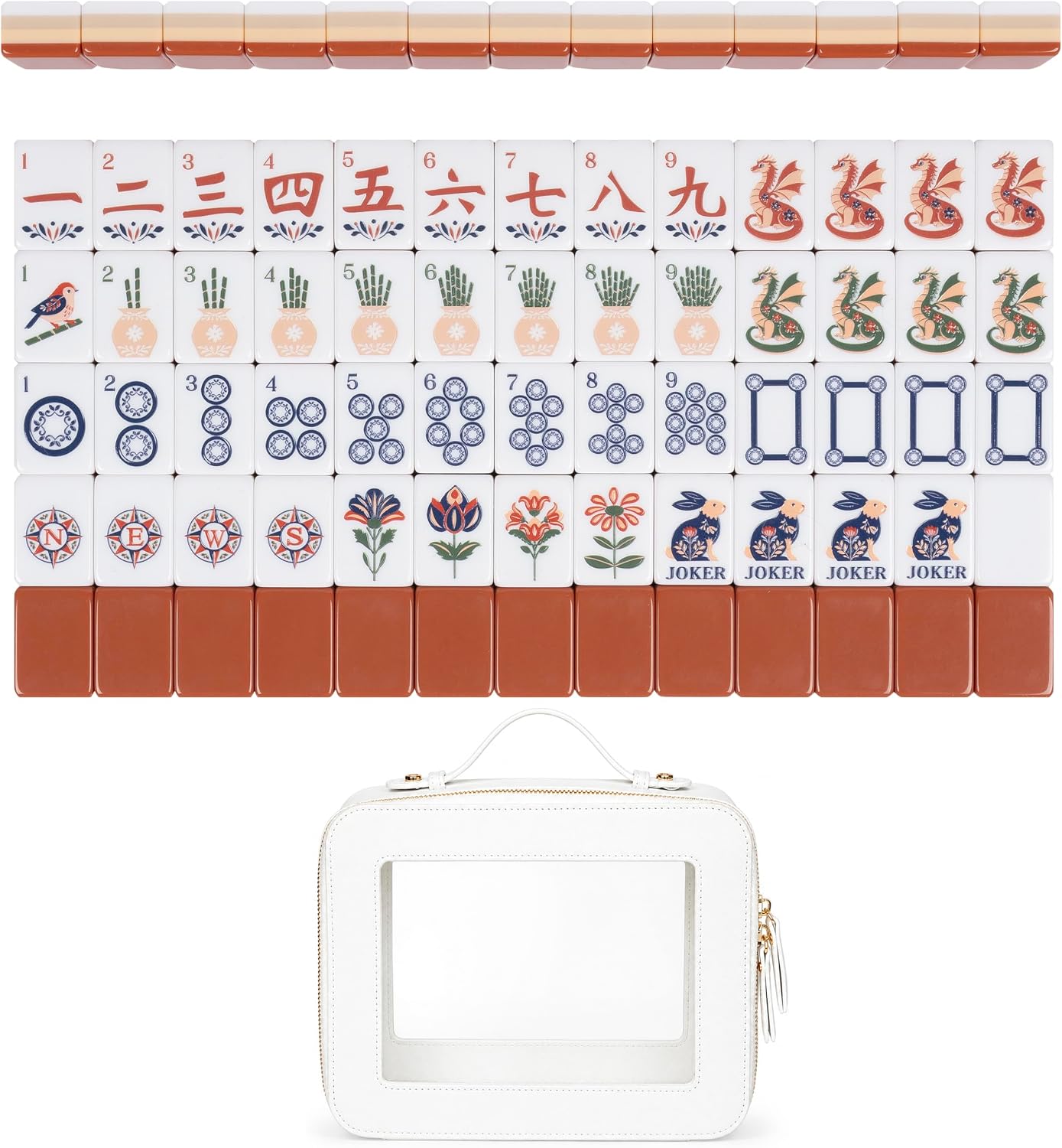 Folk Rust Orange Mahjong Tile Set